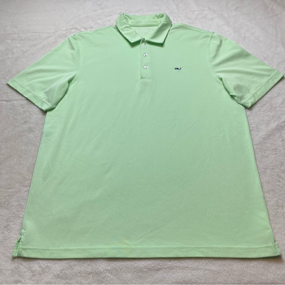 Vineyard Vines Light Green Short Sleeve Polyester Blend Polo Shirt Size …